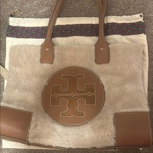 Tory Burch Tan Shearling Tote Bag